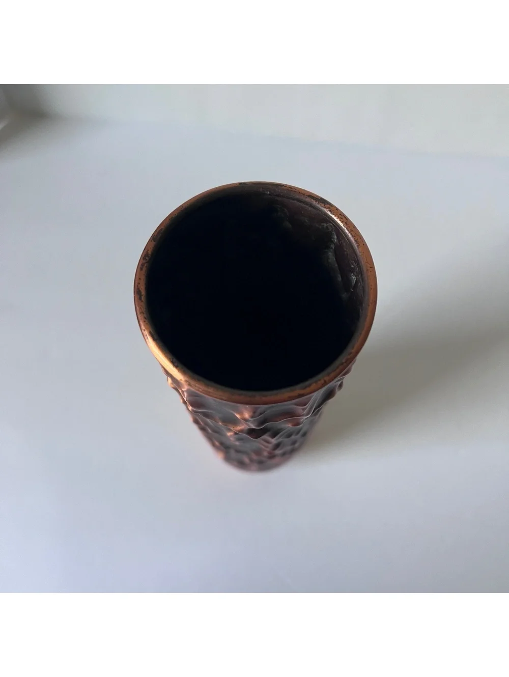 Vintage MCM Copper Vase 7.5” Textured Brutalist Design Germany 60s